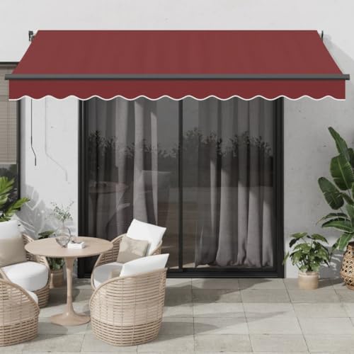 Manuell versenkbare Markise mit LEDs Burgund 350x250cm von GCHDHAPB