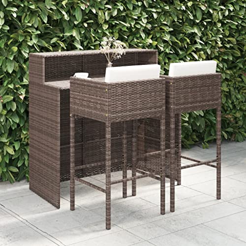 Outdoor Möbel Sets - 3-teiliges Gartenbar-Set mit Kissen Polyrattan braun von GCHDHAPB