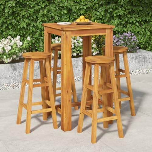 Outdoor Möbel Sets - 5-teiliges Gartenbar-Set Massivholz Akazie von GCHDHAPB