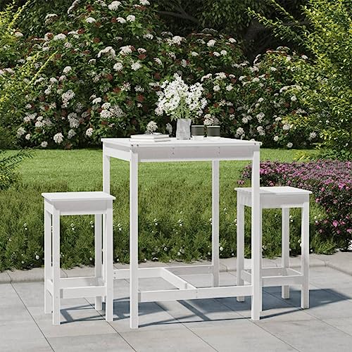 Outdoor Möbelsets - 3-teiliges Gartenbar-Set Weiß Massivholz Kiefer von GCHDHAPB