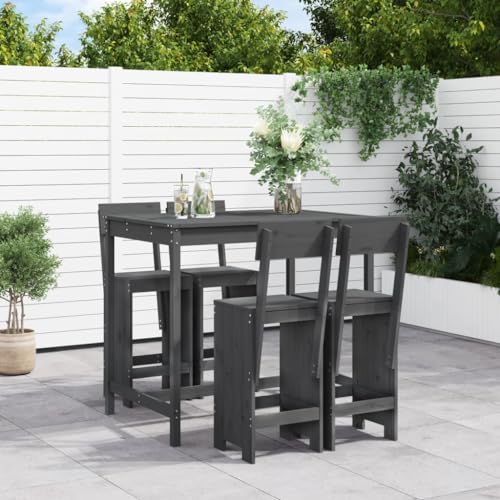 Outdoor Möbelsets - 5-teiliges Gartenbar-Set Grau Massivholz Kiefer von GCHDHAPB