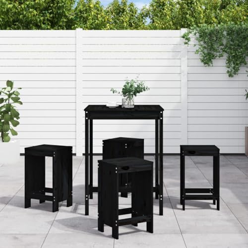 Outdoor Möbelsets - 5-teiliges Gartenbar-Set schwarz Massivholz Kiefer von GCHDHAPB