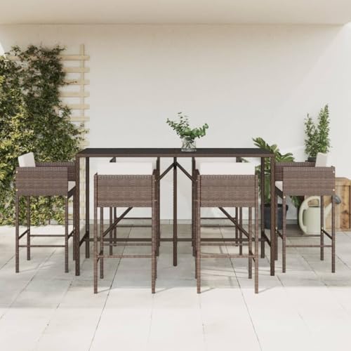 Outdoor Möbelsets - 7-teiliges Gartenbar-Set mit Kissen braun Poly Rattan Outdoor Möbelsets - 7-teiliges Gartenbar-Set mit Kissen braun Poly Rattan von GCHDHAPB