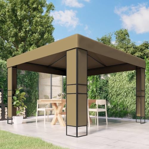 Pavillon mit Doppeldach 3x3x2,7m Taupe 180g/m² Pavillon mit Doppeldach 3x3x2,7m Taupe 180g/m² von GCHDHAPB