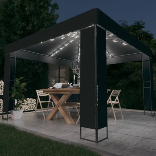 Pavillon mit Doppeldach & LED-Lichterkette 3x3m Anthrazit Pavillon mit Doppeldach & LED-Lichterkette 3x3m Anthrazit von GCHDHAPB