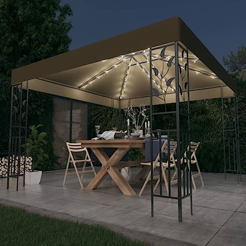 Pavillon mit LED Lichterkette 3x3m taupe von GCHDHAPB