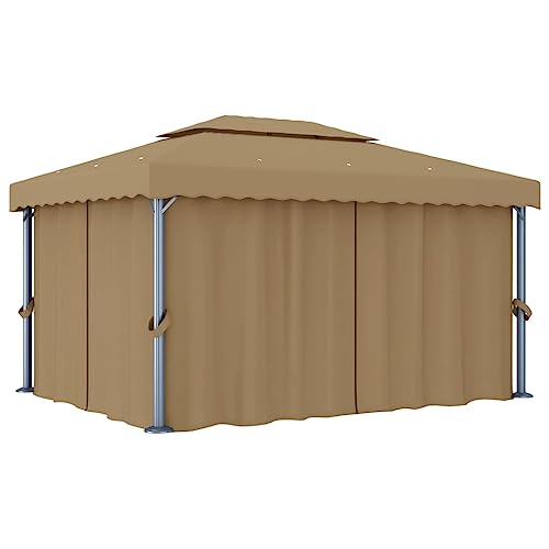 Pavillon mit Vorhang 4x3m taupe Aluminium von GCHDHAPB