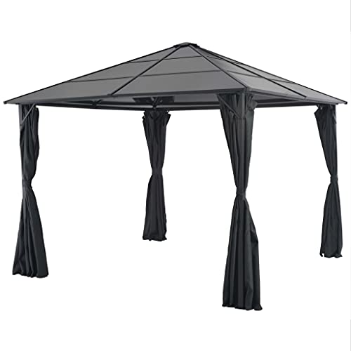 Pavillon mit Vorhang Aluminium 3x3m schwarz von GCHDHAPB