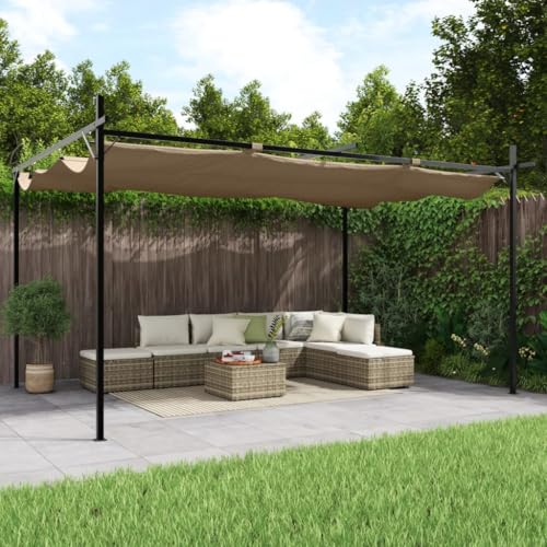 Pergola mit einziehbarem Dach taupe 395x292x230cm Pergola mit einziehbarem Dach taupe 395x292x230cm von GCHDHAPB
