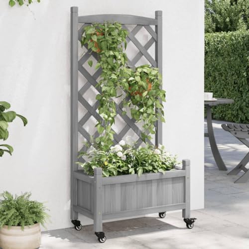 Pflanzgefäß mit Rankgitter und Rädern, grau, Massivholz, FirHome & Garden, Rasen & Garten, Gartentöpfe & Pflanzgefäße Pflanzgefäß mit Rankgitter und Rädern, grau, Massivholz, FirHome & Garden, Rasen & Garten, Gartentöpfe & Pflanzgefäße von GCHDHAPB