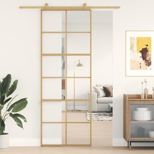 Schiebetür Gold 76x205cm Klar ESG Glas und Aluminium Hardware Baustoffe Türen Haustüren Schiebetür Gold 76x205cm Klar ESG Glas und Aluminium Hardware Baustoffe Türen Haustüren von GCHDHAPB