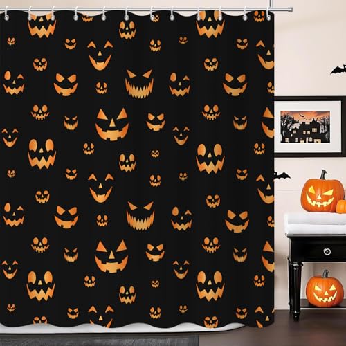 GCIREC Duschvorhang, 180x200cm, Schwarz Halloween Lustige Niedliche Gruselige Geister Icons Wasserdichter Stoff Maschinenwaschbarer Badezimmervorhang mit Haken GCIREC Duschvorhang, 180x200cm, Schwarz Halloween Lustige Niedliche Gruselige Geister Icons Wasserdichter Stoff Maschinenwaschbarer Badezimmervorhang mit Haken von GCIREC