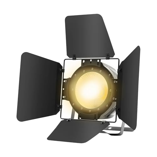 GCIUEMMH 2 in 1 Bühnenlicht Strahler COB Außen Spot Licht LED Par Bühnenbeleuchtung | DMX/Master-Slave DJ Spotlight Fresnel Lichter | Warm/Weiß (3200K-6500K) | COB LED Bühnenlicht mit Scheunentoren von GCIUEMMH