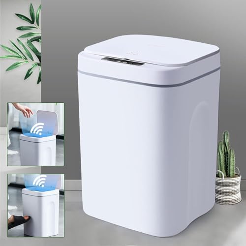 GCIUEMMH Automatischer Mülleimer - 16L Abfalleimer mit Sensor ABS Elektrischer Abfalleimer Küche Automatikmülleimer Automatisches Öffnen & Schließen mit Klemmring für Kontaktloses Entsorgen 23*22*35cm von GCIUEMMH