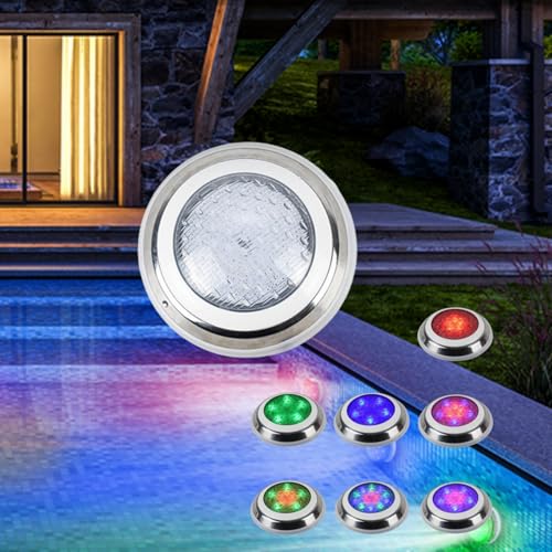 GCIUEMMH LED Poolbeleuchtung - 54W AC12V RGB LED Schwimmbadleuchten Unterwasserscheinwerfer mit Fernbedienung Poolbeleuchtung IP68 Wasserdicht Dimmbar Schwimmbad Lampe für Schwimmbad Teich Aquarium von GCIUEMMH