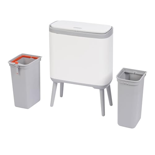 GCIUEMMH Mülleimer Küche mit 2 Herausnehmbarem Fach - 12L Küchenmülleimer mit Deckel Recycling-Kücheneimer mit Klemmring Trockene Nassabscheidung für Küchen Schlafzimmern Wohnzimmern 37 * 17.5 * 52cm von GCIUEMMH
