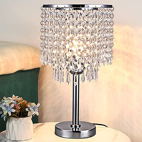 GCIUEMMH Tischleuchte aus Kristall - E27 Glas-Tischlampe Nachttischlampe Crystal Tischleuchte Max.100W Tischlampe E27 Lampen Nachttischlampe Kabelschalter Schreibtischlampe für Schlafzimmer Leselampe von GCIUEMMH