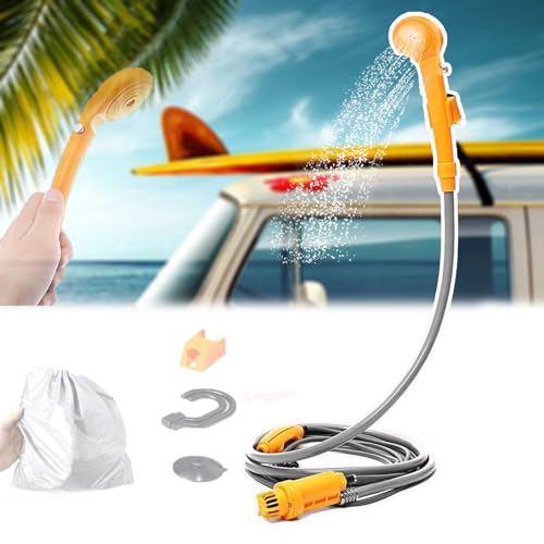 GCLCPAEN Autodusche, Tragbare Campingdusche, Regler, Dreischichtiger Dreidimensionaler Wasserauslass, Abs + Gummimaterial, 12-V-Camping-Duschkopf, Für Haustierbad, Autowäsche von GCLCPAEN