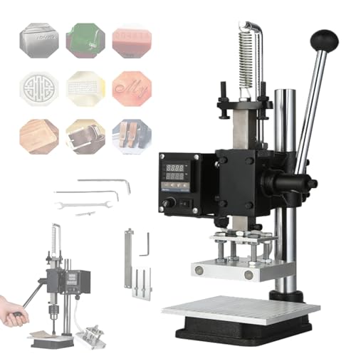 GCLCPAEN Elektrischer Heißprägedrucker,0–400°C Bereich,5X7Cm/8X10Cm/10X13Cm,6 Funktionen,0–16Cm Höhenverstellbar,Waagenwerkbank,Mit Positionierungshalterung,Digitalanzeige,Für Leder,8 * 10cm von GCLCPAEN