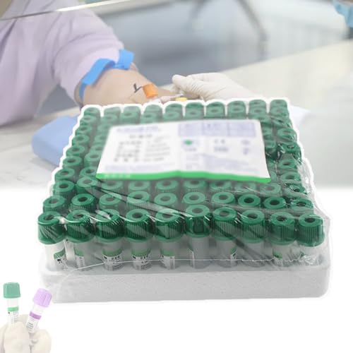 GCLCPAEN Vacutainer-Blutentnahmeröhrchen, 0,5Ml/1Ml Lithium-Heparin, Schaufelöffnungsdesign, Dichter Verschluss, PET-Kunststoff, Zur Blutentnahme Bei Tieren Und Kindern, 100 Stück,1ml von GCLCPAEN