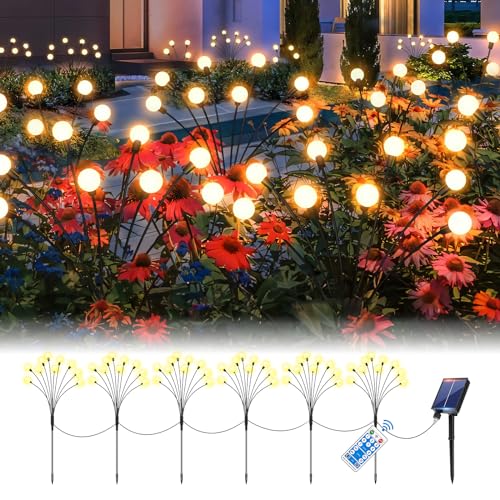 GCMacau Firefly Solarlampen für Außen 6 Stück, 60LED Neu Aufgerüstet Solarleuchten für Außen Garten,Solar Glühwürmchen Wasserdicht (IP65),Garten Deko Draußen für Pathway Patio Dekoratives von GCMacau