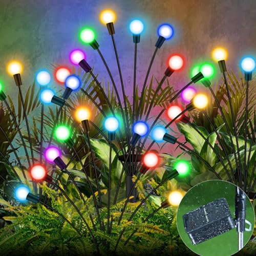 GCMacau Solarlampen für Außen Garten Bunt, Neue Aufgerüstete 40 LED Multicolor Solar Garten Schwankende Lichter,Wasserdicht Patio Weg Dekoration Mehrfarbig (4er-Pack) von GCMacau