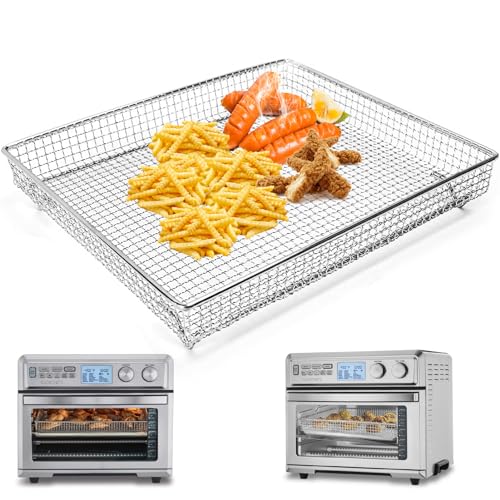 Air Fryer Basket Replacement, 2 Pieces Set 18.9''x13.1'' Food Grade Stainless Steel Air Fryer Replacement Tray Mesh Grill Roasting Rack Accessories for Convection Oven Air Fryer, Dishwasher Safe von GCQ