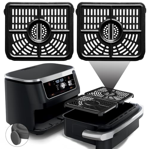 GCQ Air Fryer Grill Pan für Ninja Foodi 11 Quart 7-in-1 MegaZone XL FlexBasket Air Fryer, 2 Pack Ersatz Air Fryer Crisper Plate Grill Plate Zubehör für Tablett mit Gummi-Stoßstange GCQ Air Fryer Grill Pan für Ninja Foodi 11 Quart 7-in-1 MegaZone XL FlexBasket Air Fryer, 2 Pack Ersatz Air Fryer Crisper Plate Grill Plate Zubehör für Tablett mit Gummi-Stoßstange von GCQ