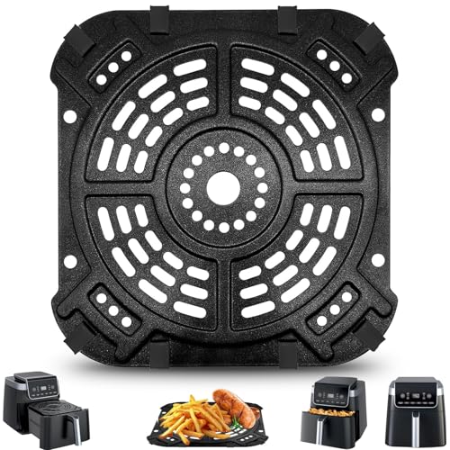 GCQFZ Air Fryer Grillplatte für Ninja AF181 Air Fryer Pro XL 6-in-1 6,5 QT, 21,6 x 20,3 cm Air Fryer Zubehör Rack Tray Grillpfanne Crisper Plate Ersatzteile mit Gummipuffer von GCQFZ