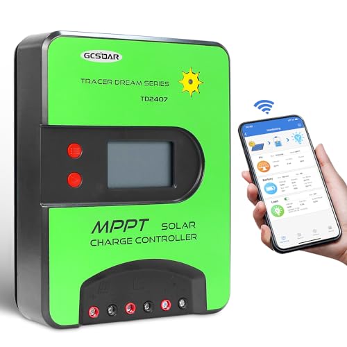 GCSOAR 40 A MPPT Solarladeregler, 12 V/24 V Automatischer Maximaler PV 100 V Laderegler, Eingebauter WLAN-Adapter mit LCD-Display für gelversiegelte Immersion AGM und Li-Ion-Akkus (WIFI) (TD2407) von GCSOAR