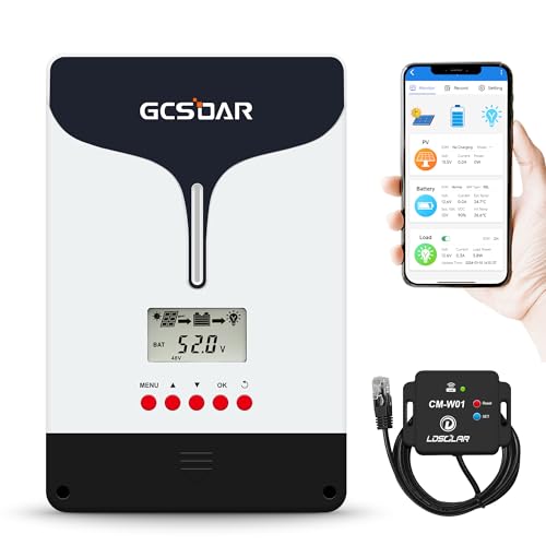 GCSOAR 60A MPPT Solarladeregler 12V/24V/48V Max PV 150V LCD Display, optionaler WLAN Adapter, App Fernüberwachung für Blei Säure Lithium von GCSOAR