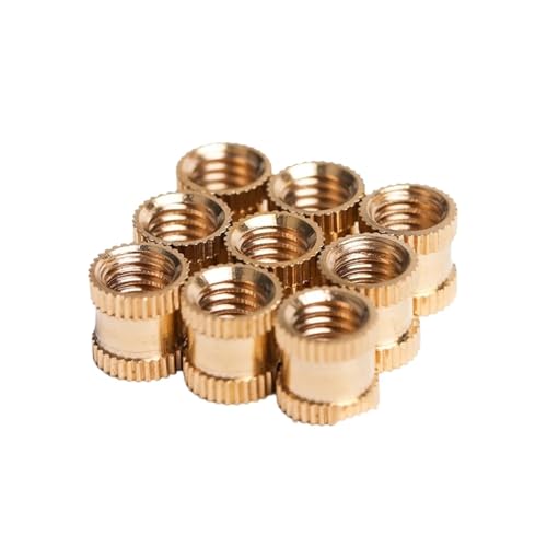 6-100 Stück Messingeinsatz-Heißschmelzmuttern, Heißschmelz-Rändelgewinde-Einspritzmuttereinsätze M1,2,4,6,7 M2,5 M3 M4 M5 M6 M8, alle Größen Rändelmuttern aus Messing(Length 8mm,M3(OD 4mm)50Pcs) von GCYEIDMA
