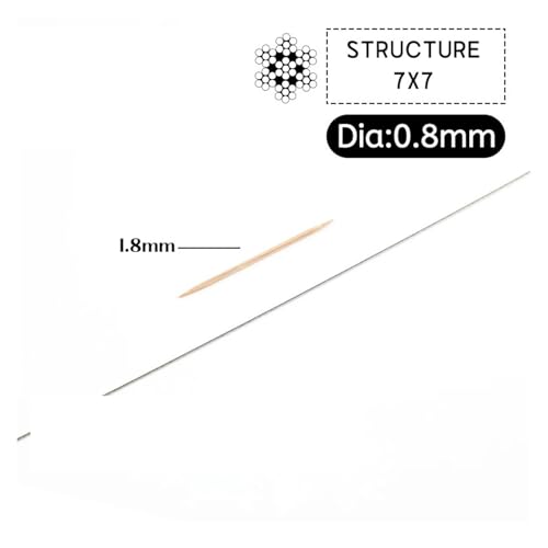 Drahtseil Edelstahl 5m/10m 0,8-4mm Durchmesser 7X7 7X19 Struktur 304 Edelstahl Drahtseil Dünnes Kabel Weicheres Angel-Hebekabel(0.8mm,5 Meters) von GCYEIDMA