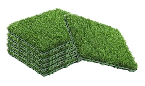 GCYEIDMA Kunstrasen Fliesen 10 Stück 12 Zoll x Realistische Rasenfliesen Ineinander greifende quadratische Kunstrasenmatten-Grasbodenfliesen von GCYEIDMA
