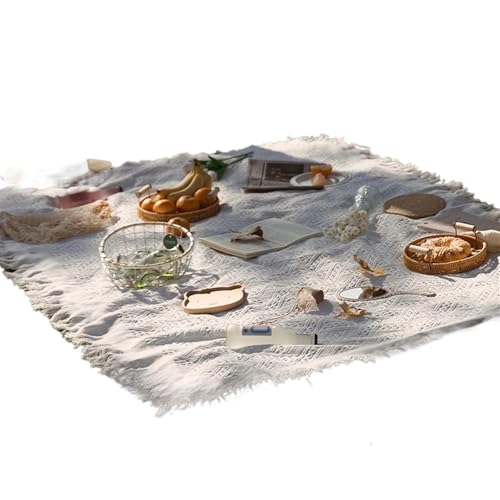 GCYEIDMA Outdoor Picknickdecke 1Pcs Weiß Picknick Matte Feuchtigkeit-Beweis Matte Picknick Tuch Outdoor Camping Decke Strand Matte Zelt Boden Matte(90x90cm) von GCYEIDMA