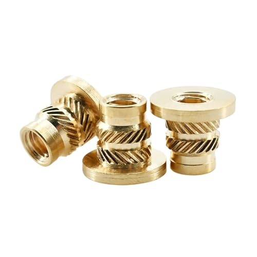 M2 M3 M4 M5 M6 M8 Messing Heißschmelzeinsatz Rändelflansch Mutter Gewinde Heizung Formen Einbettung T-Typ Muttern Elektrisch Rändelmuttern aus Messing(M3xL5xOD4.4,20Pcs) von GCYEIDMA