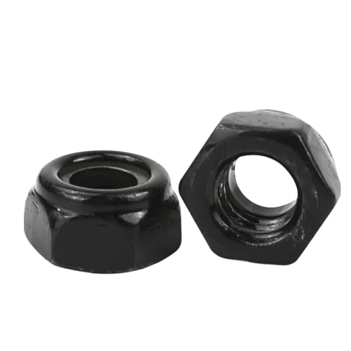 Nylon Sechskantmuttern Selbstsichernde Kontermuttern mit Nyloneinsatz, M2-M6, Befestigungselemente for eine sichere Montage(Black carbon steel,M2.5) von GCYEIDMA