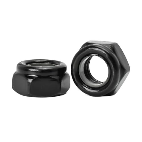 Nylon Sechskantmuttern 304 Edelstahl Schwarzer Kohlenstoffstahl Zink Nyloneinsatz Sicherungsmutter Selbstsichernde Nylock-Muttern M2 M2,5 M3 M3,5 M4 M5 M6 M8 M10 M12(Black Carbon Steel,M5 (30PCS)) von GCYEIDMA