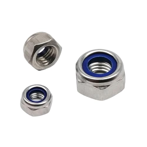 Nylon Sechskantmuttern Edelstahl-Sechskant-Nylock-Kontermutter mit Nyloneinsatz, selbstsichernde Mutter M2,5 M3 M4 M5 M6 M8 M10 M12 M16 DIN985 316 A4(50pcs M2.5) von GCYEIDMA