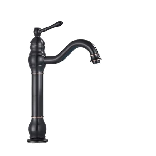 Vintage Retro Wasserhahn Küche Messing Antik Messing Deck montiert Bad Wasserhahn Waschbecken Wasserhahn Heiß Kalt Mixer Kran Waschbecken Wasserhahn Wassersäule Hohe Kurze Stil(Oil Rubbed Bronze H) von GCYEIDMA