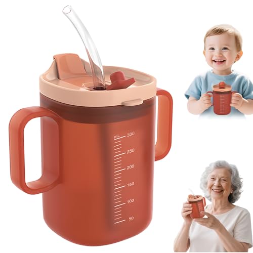 GD HUA Schnabeltasse Senioren Für Ältere Menschen, 300ml Schnabeltasse Senioren mit Griff,Trinkbecher für Senioren,Wasserbecher 2 Griffe,Duckbill Cup Strohhalmbecher mit Doppeltem Verwendungszweck von GD HUA