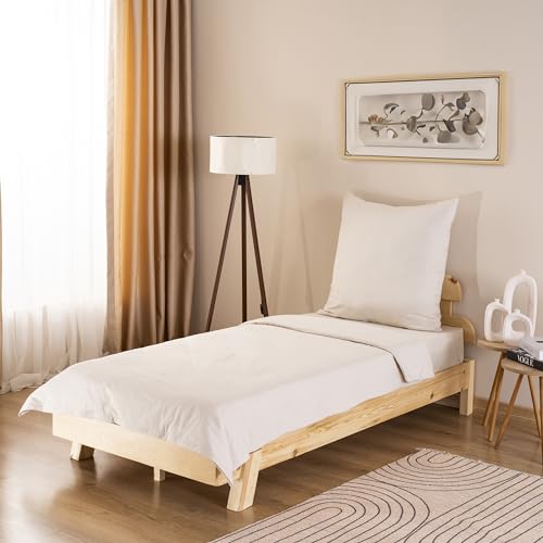 GD Home %100 Baumwolle Bettwäsche Set / 1 Hochwertige Atmungsaktive Renforce Bettbezug 140 x 200 cm + 1 Kopfkissenbezug 80 x 80 cm / 2teilig Deckenbezug/Creme von GD Home