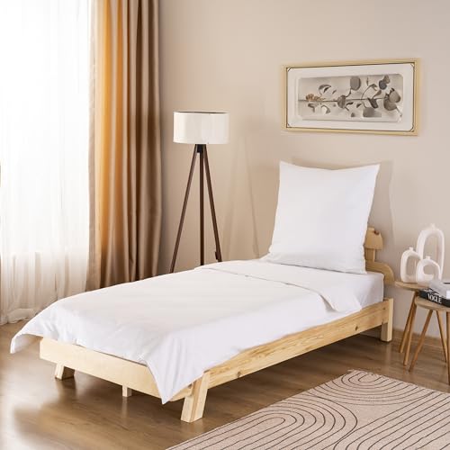 GD Home %100 Baumwolle Bettwäsche Set / 1 Hochwertige Atmungsaktive Renforce Bettbezug 135 x 200 cm + 1 Kopfkissenbezug 80 x 80 cm / 2teilig Deckenbezug/Weiß von GD Home