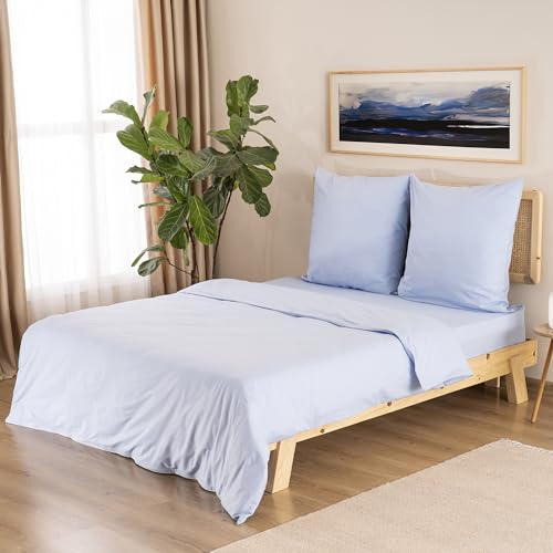 GD Home %100 Baumwolle Bettwäsche Set / 1 Hochwertige Atmungsaktive Renforce Bettbezug 200 x 220 cm + 2 Kopfkissenbezüge 80 x 80 cm / 3teilig Deckenbezug/Hellblau von GD Home