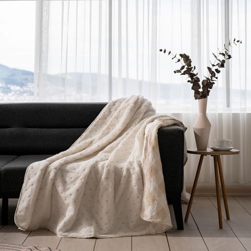 GD Home Sherpa Mehrzweckdecke - Tagesdecke - Kuscheldecke/Oeko-TEX® Zertifiziert / 100% Polyester/Einseitiger Sherpa Stoff - Doppelseitige Decke (Creme, 160x220) von GD Home