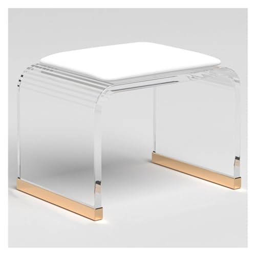 GDBTDL Acryl Duschhocker mit gepolsterter Sitzfläche, transparenter Badhocker für Badezimmer, Wellness oder Schminktisch, moderner Acrylstuhl, Stabiler Sitz, ohne Montage sofort nutzbar von GDBTDL