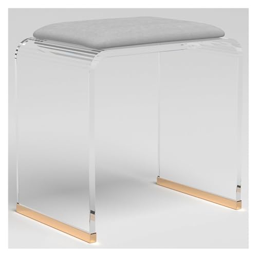 GDBTDL Acryl Duschhocker mit gepolsterter Sitzfläche, transparenter Badhocker für Badezimmer, Wellness oder Schminktisch, moderner Acrylstuhl, Stabiler Sitz, ohne Montage sofort nutzbar von GDBTDL