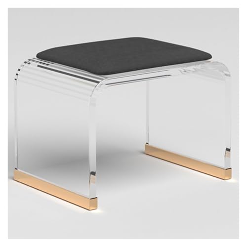 GDBTDL Acryl Duschhocker mit gepolsterter Sitzfläche, transparenter Badhocker für Badezimmer, Wellness oder Schminktisch, moderner Acrylstuhl, Stabiler Sitz, ohne Montage sofort nutzbar von GDBTDL