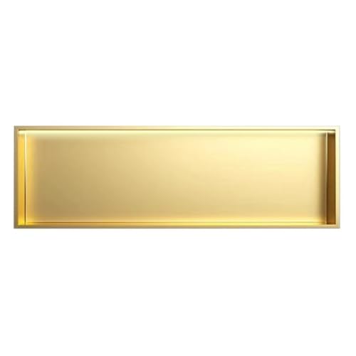 GDBTDL LED-Duschnischenregal aus Edelstahl, in die Wand eingelassene Aufbewahrungsnische,Keine Fliesen erforderlich, Duschregal mit Metalloberfläche, Roségold,ideal für dieBadezimmerorganisation von GDBTDL