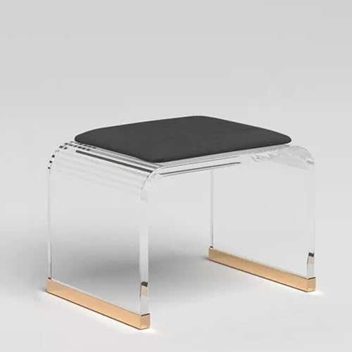 GDBTDL Transparenter Acryl-Hocker, Acryl-Waschtischhocker mit samtgepolstertem Sitz, moderne Ottoman-Fußstütze mit klaren Acryl-Beinen, vielseitige Akzentbank von GDBTDL